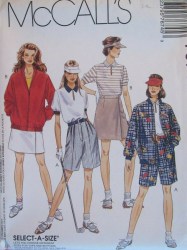 7674 MCCALLS JACKET,  KNIT TOP, SHORTS, SKORT PATTERN  12-16 UNCUT